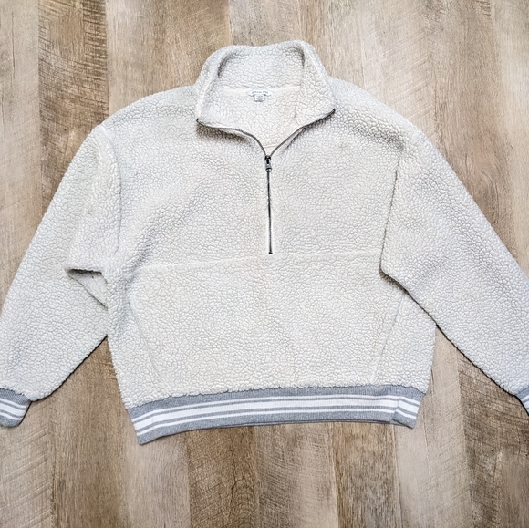 American Eagle Outfitters White Sherpa Half Zip Sweater - Picture 13 of 13